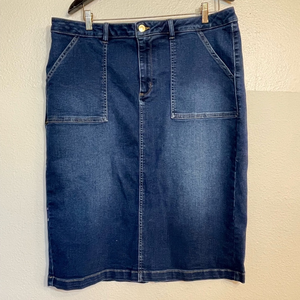 Anne Kline Denim Pencil Midi Skirt size women’s 16